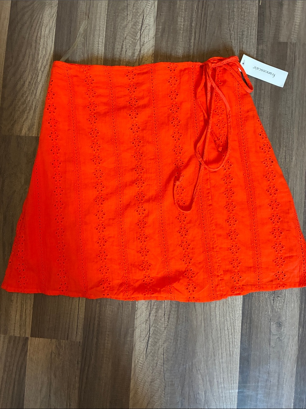 BOGO FREE- Francesca's Collection- Miami Bright Orange Eyelet A-Line Skirt- NWT
